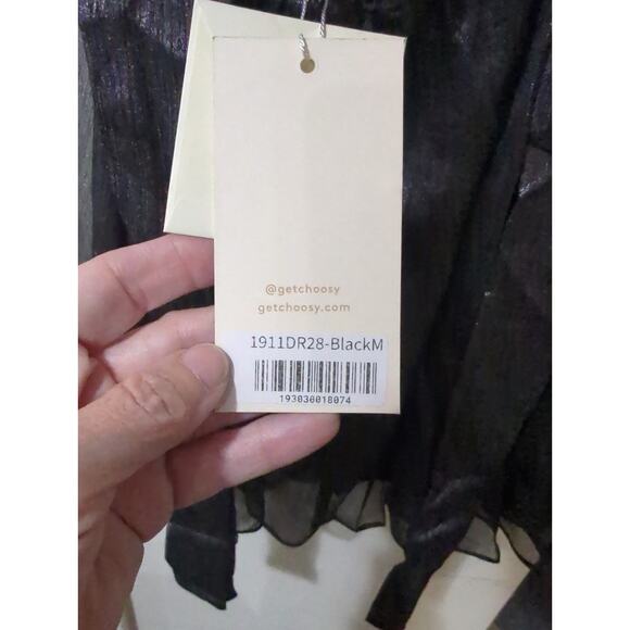 Choosy Black Open-Back Chiffon Mini-Dress Size M NWT - Picture 5 of 5